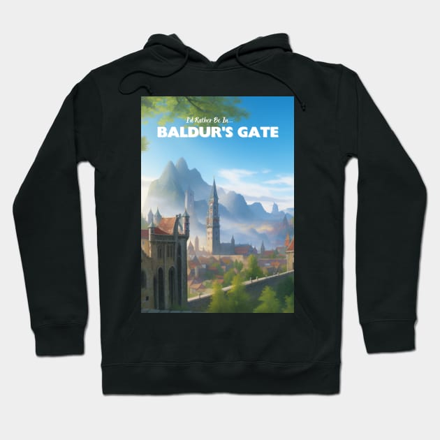 Baldur's Gate Tourism Poster - BG3-Inspired Tourist Propaganda Hoodie by CursedContent